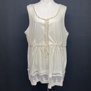 Y2K Forever 21 Lace Trim Cami Tank Top Womens Sz 3X Cream Coquette Fairy Grunge